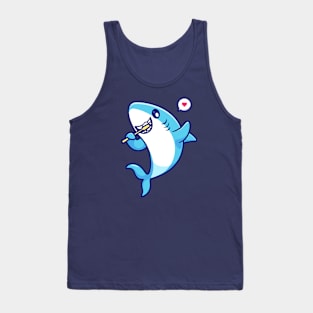 Cute Shark Brush Teeth Cartoon Tank Top